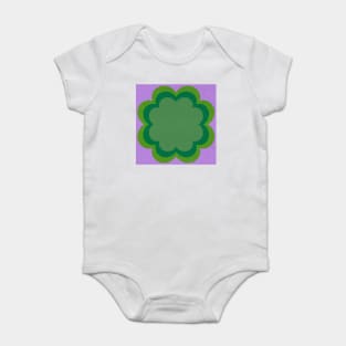 Purple green Linen textured scandi flower Baby Bodysuit